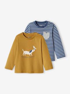 Baby-T-shirt, souspull-T-shirt-Set van 2 shirts met dierenmotief en strepen