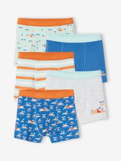 Jongens-Set van 5 stretchboxers voor jongens "tropische dinosaurussen"