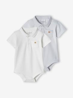Baby-T-shirt, souspull-Set van 2 newborn rompertjes met polokraag met zakje