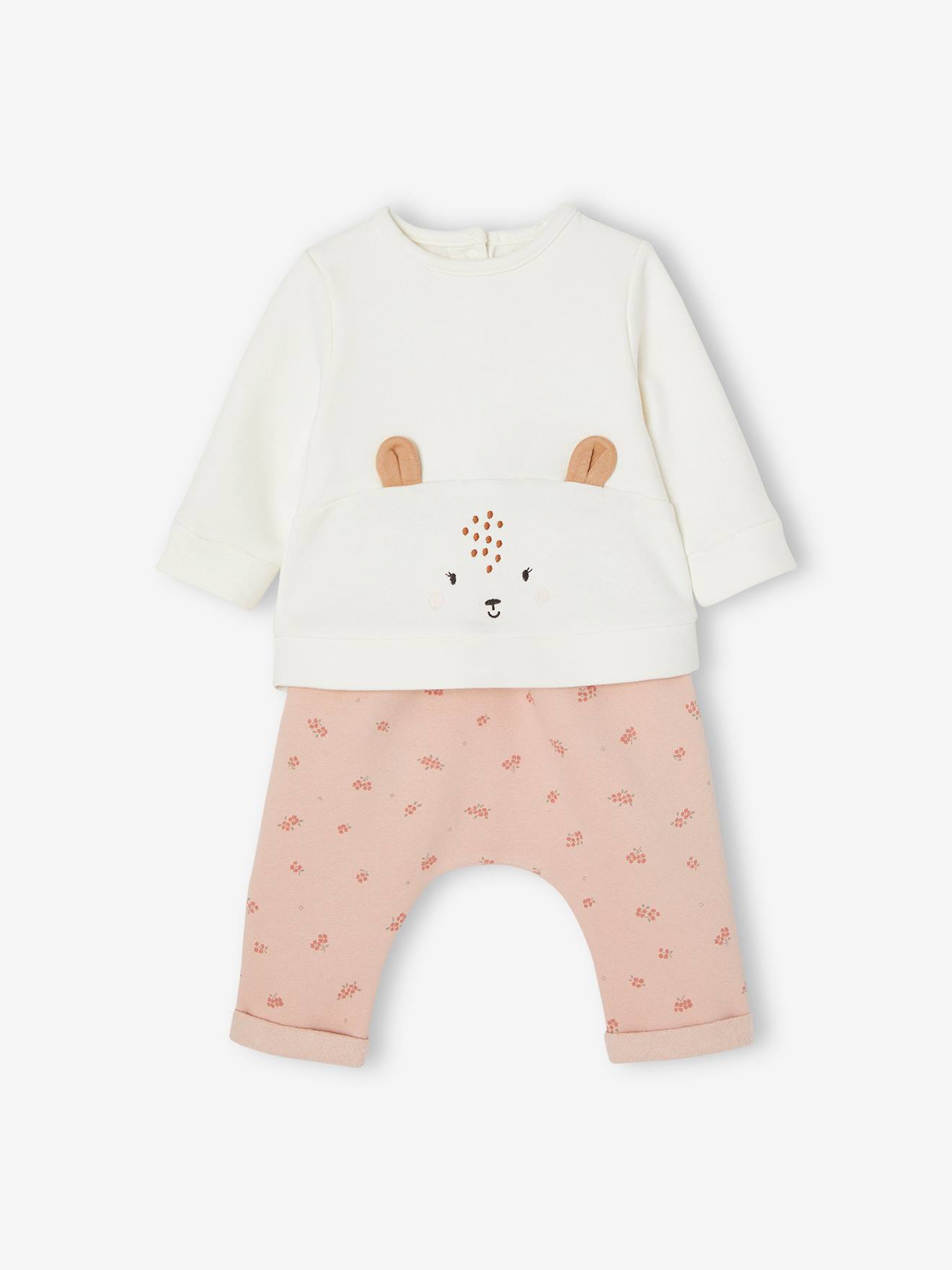 Set sweater + broek voor baby roze (poederkleur)