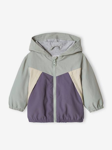 Windjack colorblock voor babyjongens blauwgroen+kameel - vertbaudet enfant 