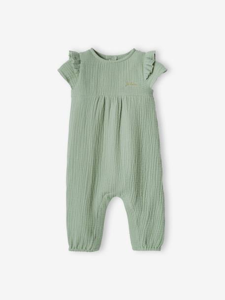 Babypakje van katoengaas ecru+lichtroze+saliegroen - vertbaudet enfant 