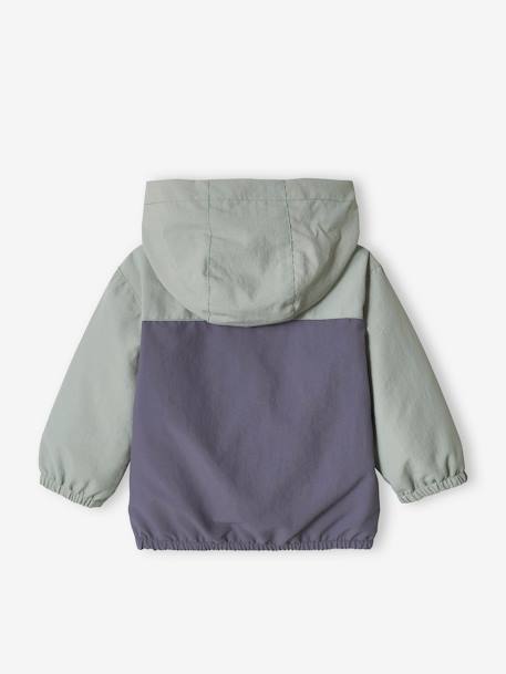 Windjack colorblock voor babyjongens blauwgroen+kameel - vertbaudet enfant 