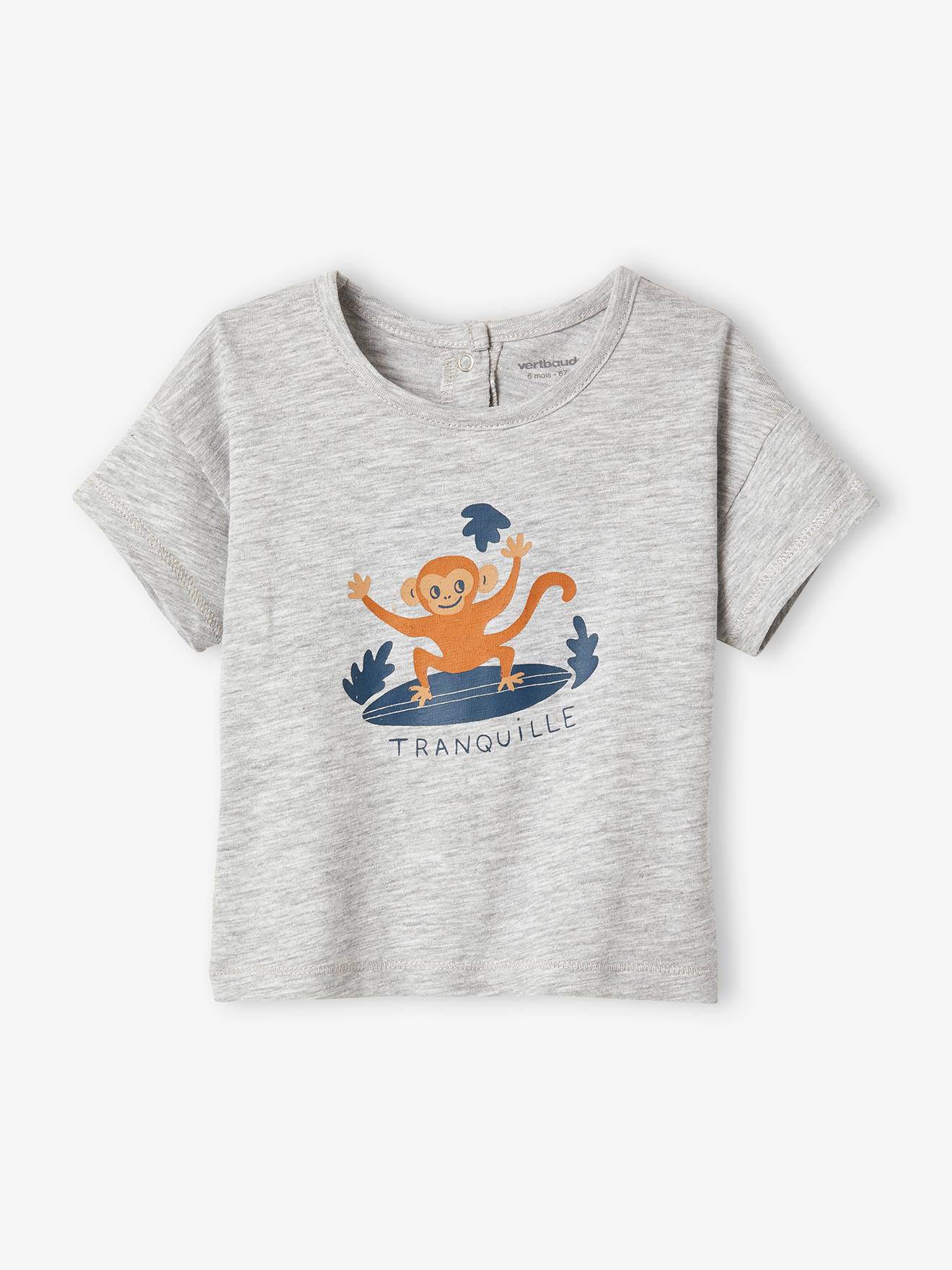 'Zeedieren' baby T-shirt met korte mouwen gemêleerd grijs