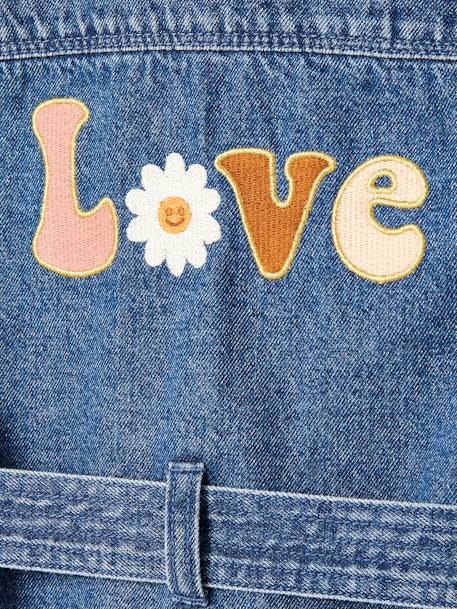 Saharaanse jas in denim met 'love' geborduurd op de rug stone - vertbaudet enfant 