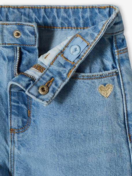 Wijde meisjesjeans met rafels aan de onderkant denimgrijs+gebleekt denim+hemelsblauw+jeansblauw+stone - vertbaudet enfant 