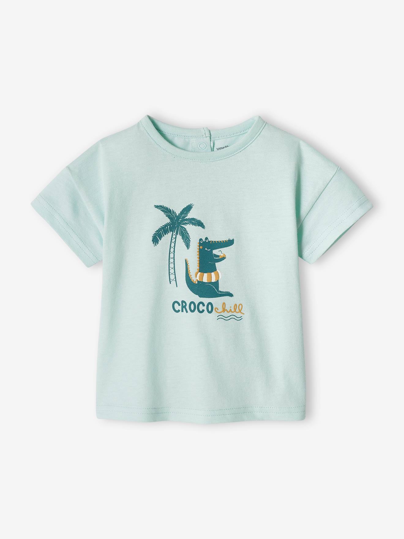 Babyshirt "croco" met korte mouwen mintgroen