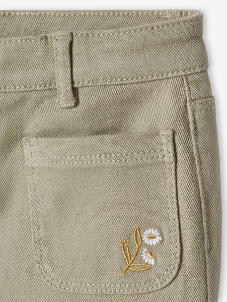 Meisjesshort met geborduurde glanzende bloemen korstmos - vertbaudet enfant 