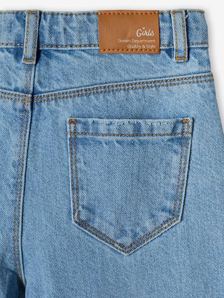 Wijde meisjesjeans met rafels aan de onderkant denimgrijs+gebleekt denim+hemelsblauw+jeansblauw+stone - vertbaudet enfant 