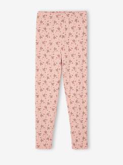 -Meisjesleggings met bloemenprint en siersteek