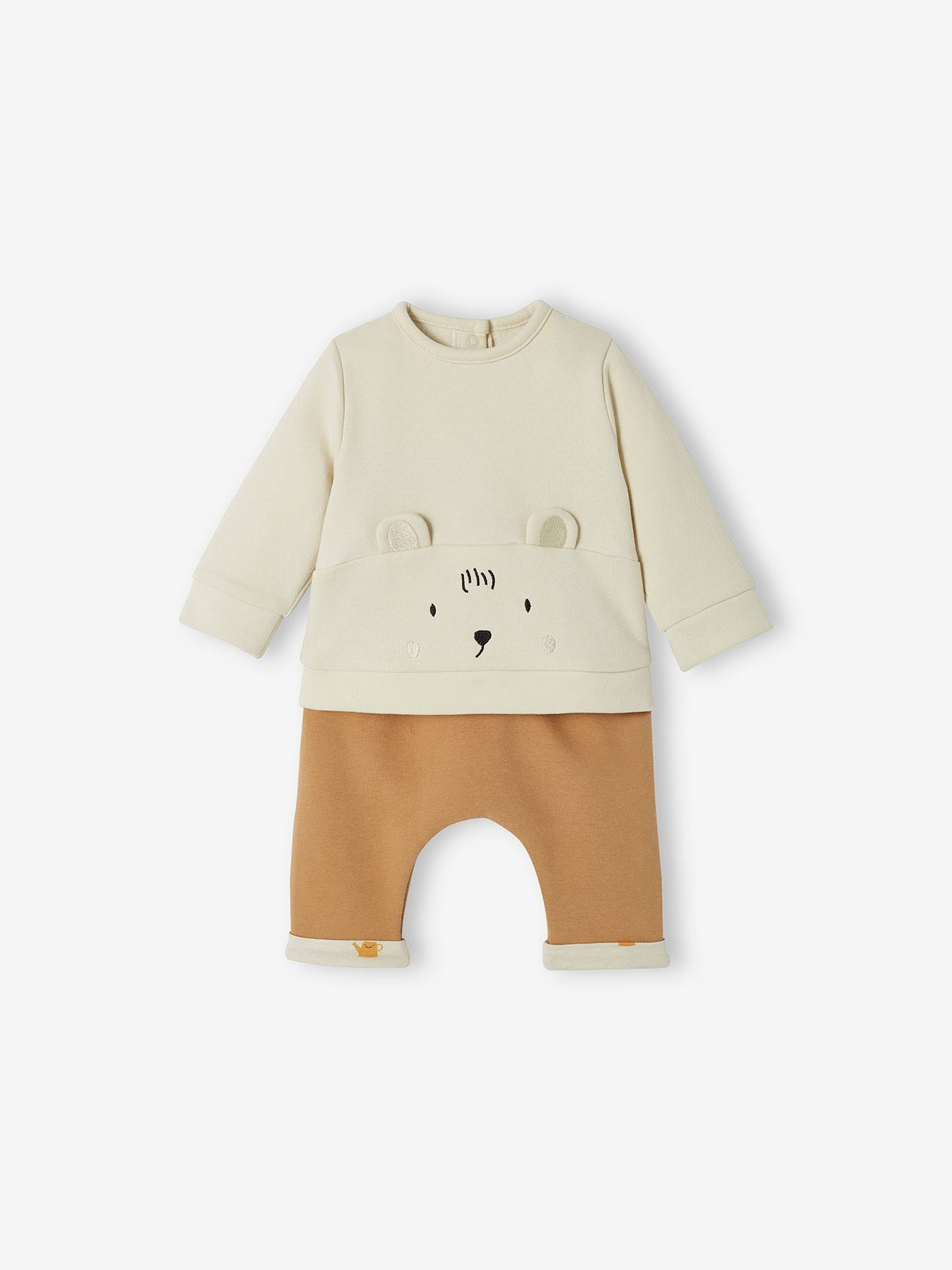 Set sweater + broek voor baby cappuccino