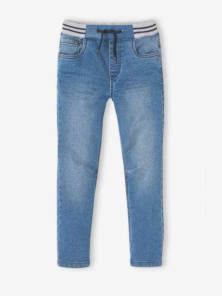 Rechte fleecebroek jongens denim look DARK GROSS+denim grijs+double stone+STONE MIDDEN+zwart denim - vertbaudet enfant 