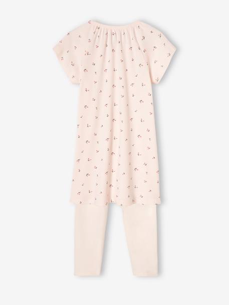 Nachthemd van ribtricot 'kersen' + effen meisjeslegging nude - vertbaudet enfant 