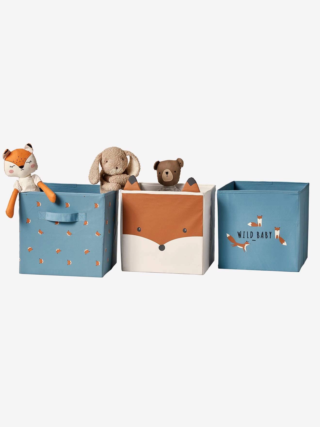 Set van 3 opbergbakken Baby Fox veel blauw