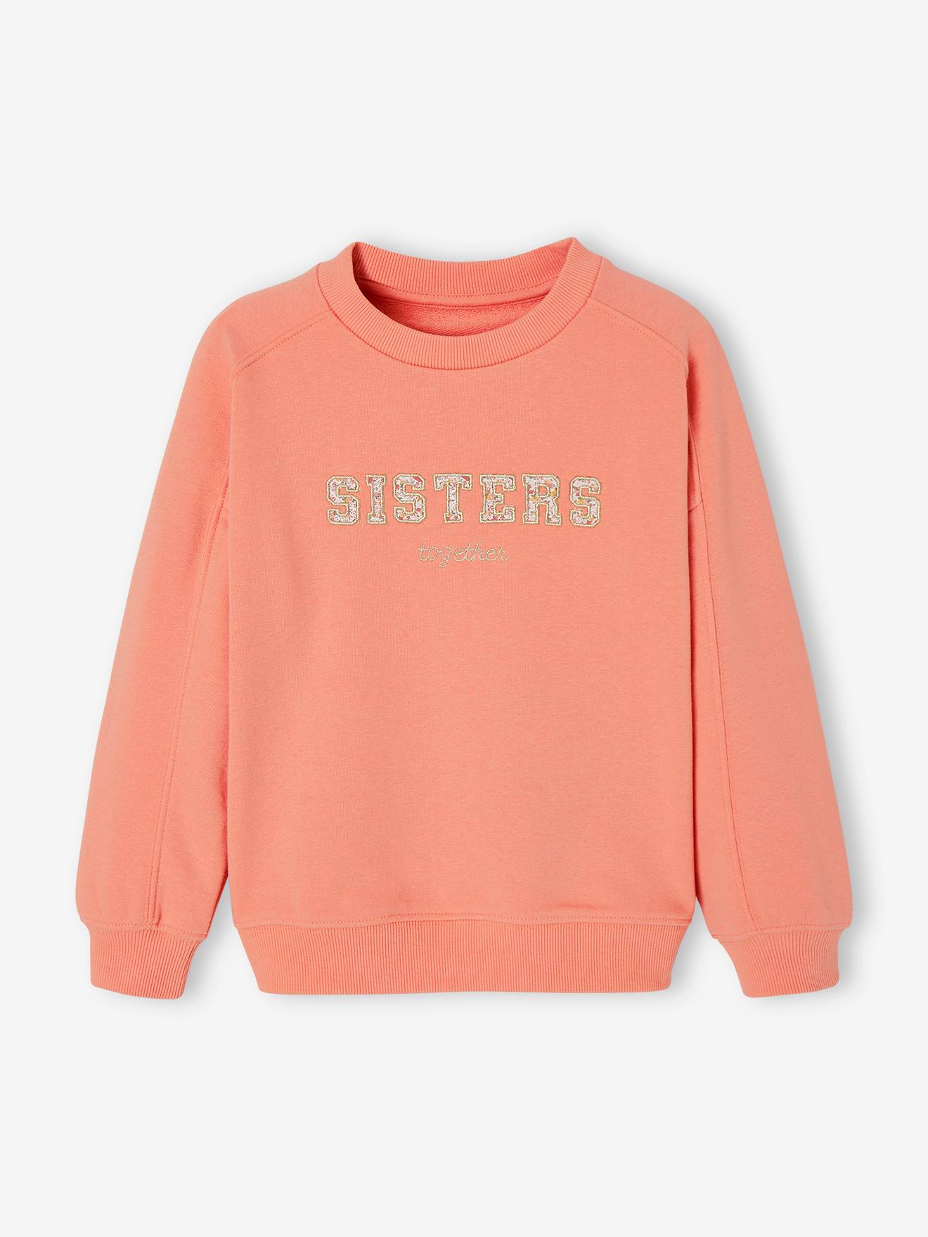 Romantische meisjessweater met mooie letters koraal