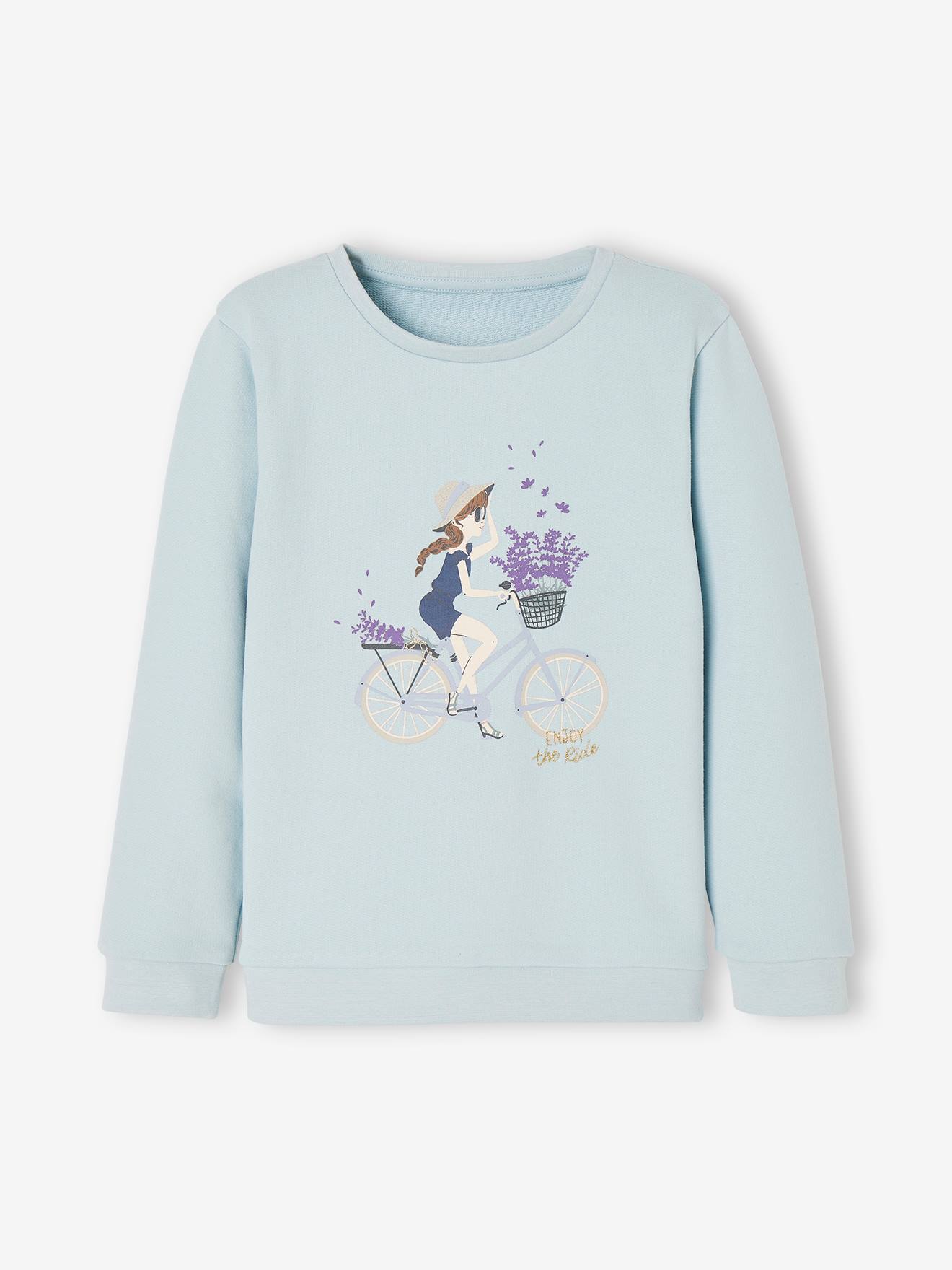 Meisjessweater met muzemotief hemelsblauw