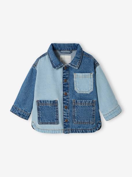 Contrasterend denim babyjasje stone - vertbaudet enfant 