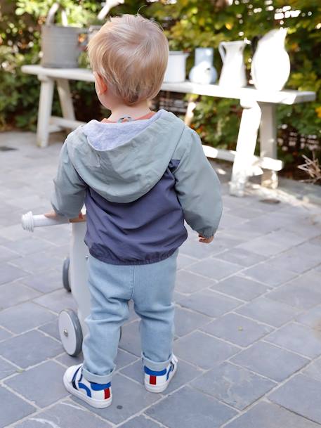 Windjack colorblock voor babyjongens blauwgroen+kameel - vertbaudet enfant 