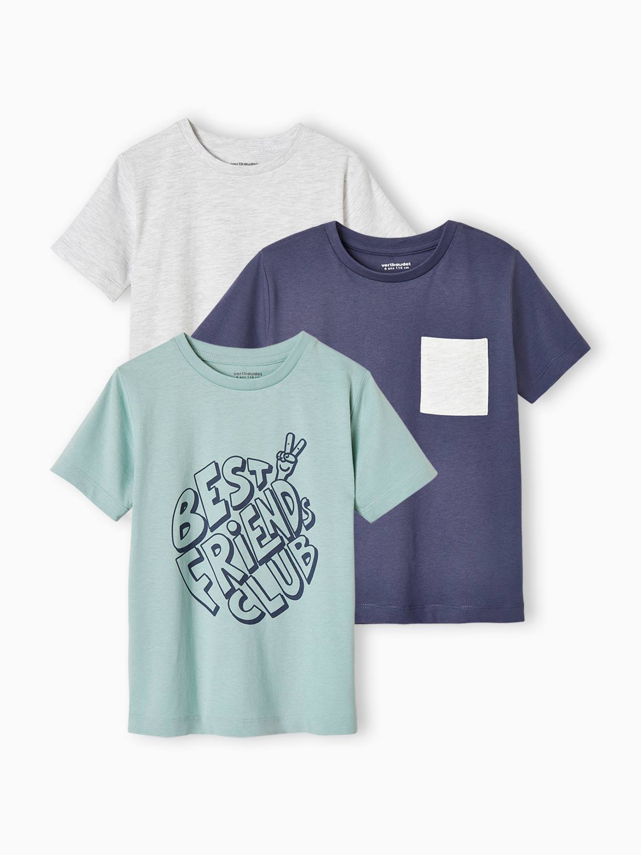 Set van 3 geassorteerde jongens-T-shirts met korte mouwen veel groen