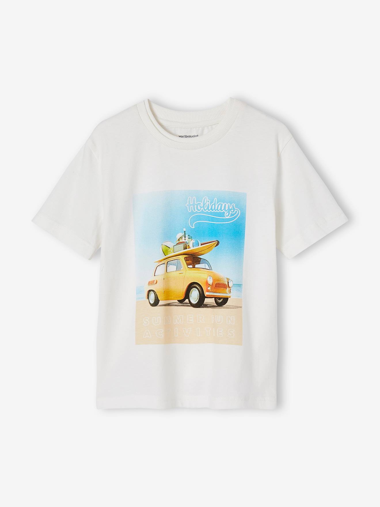 Jongensshirt met fotoprint auto. wit