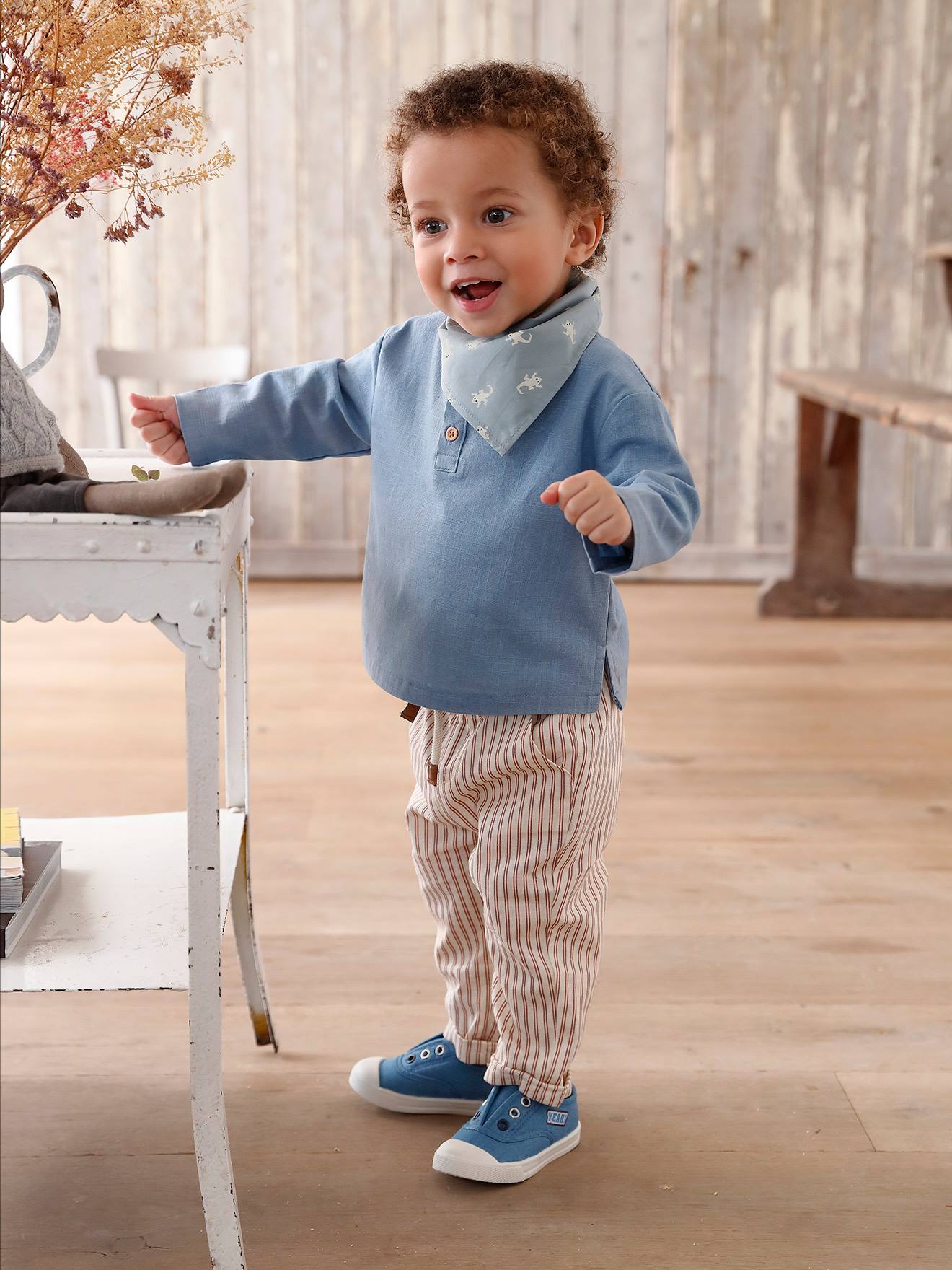 Korting Knuppel snap 3-delige baby set met shirt + broek + bandana - hemelsblauw, Baby