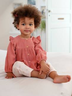 Babyblouse van katoengaas met ruches  - vertbaudet enfant