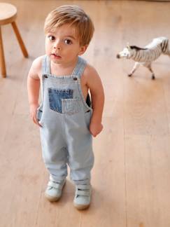 -Denim babysalopette met contrasterende zakken