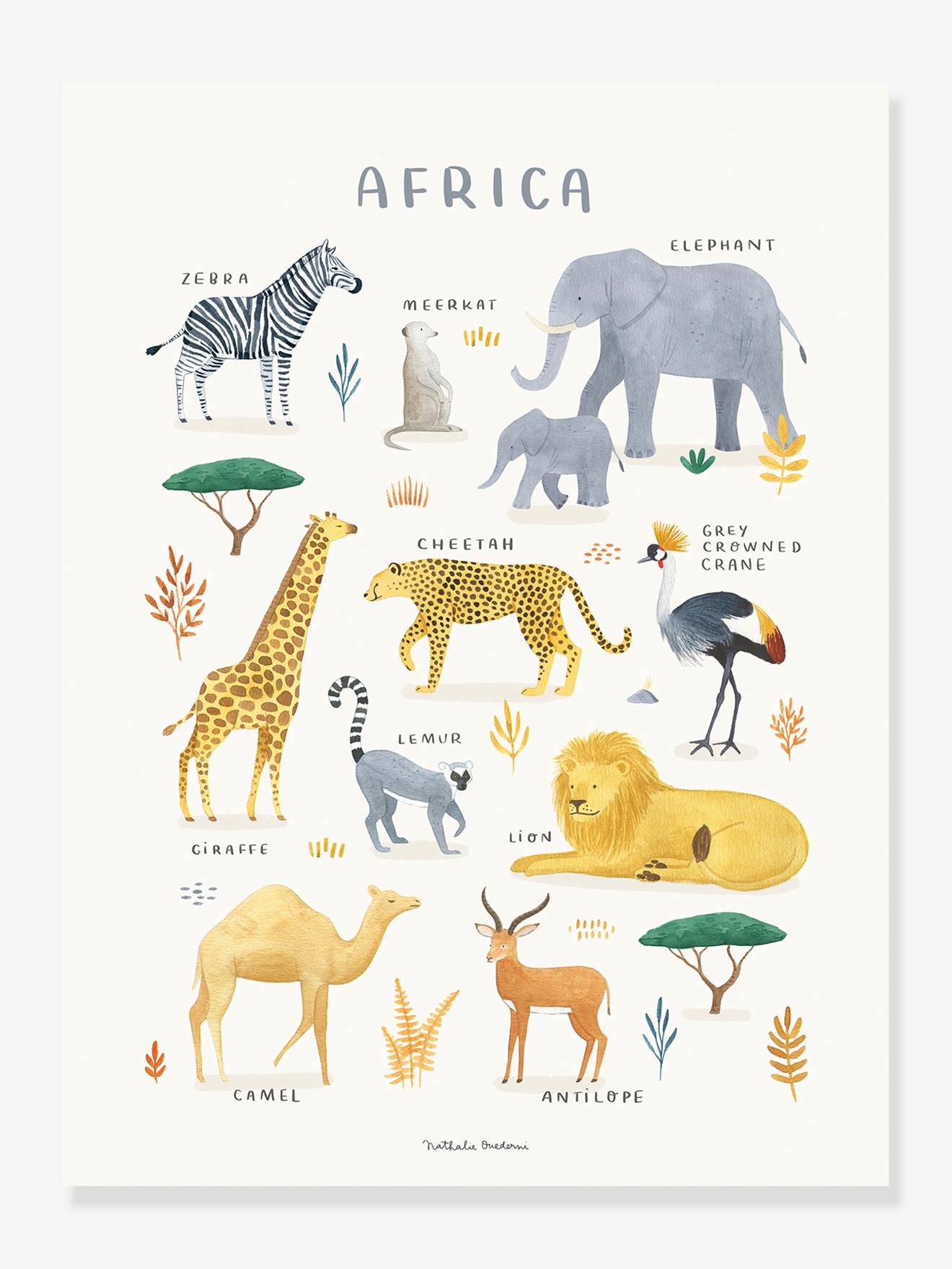 Poster Afrikaanse dieren Lilydale LILIPINSO lichtgeel
