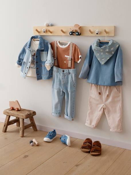 Contrasterend denim babyjasje stone - vertbaudet enfant 