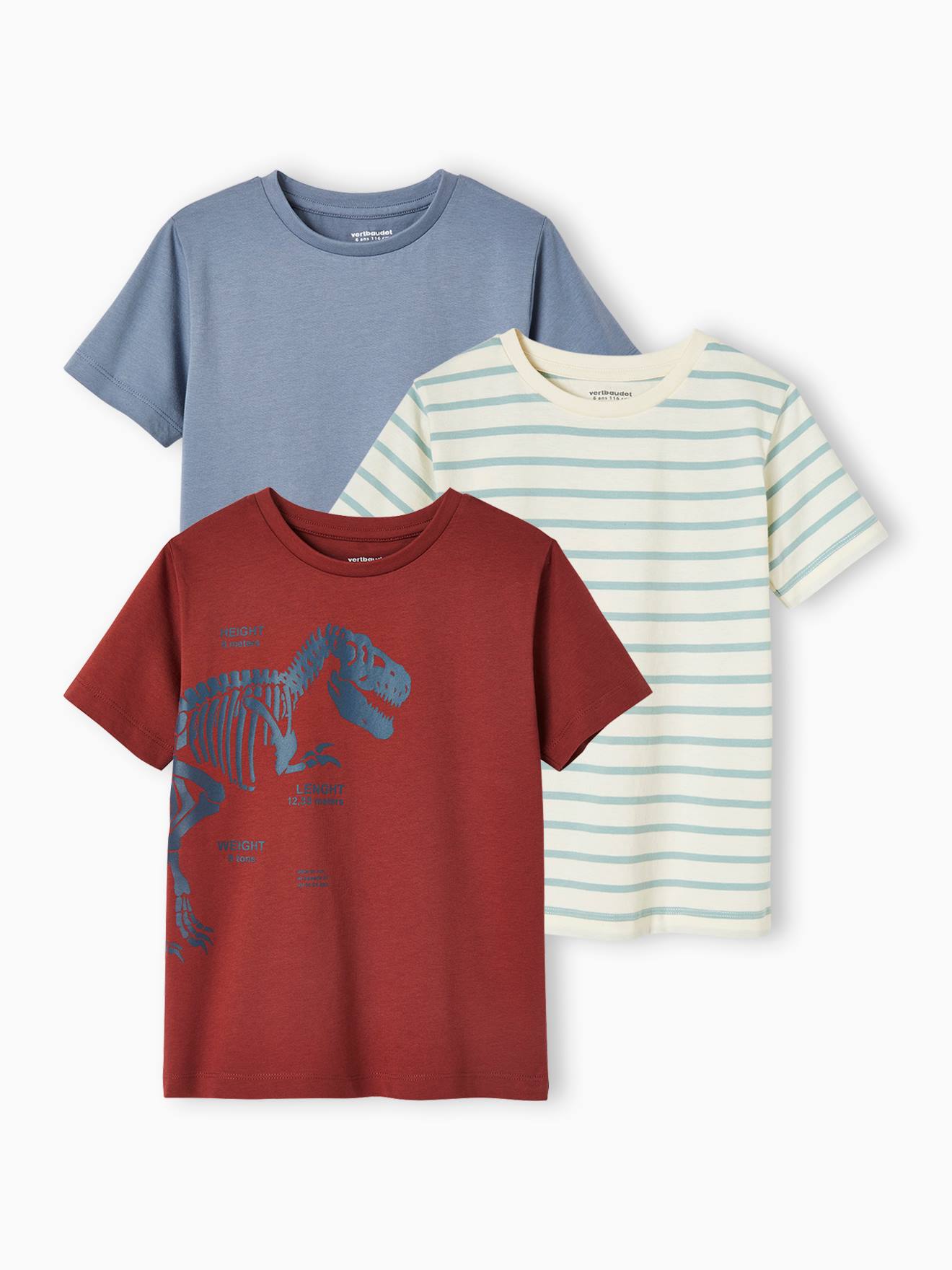 Set van 3 geassorteerde jongens-T-shirts met korte mouwen veel rood