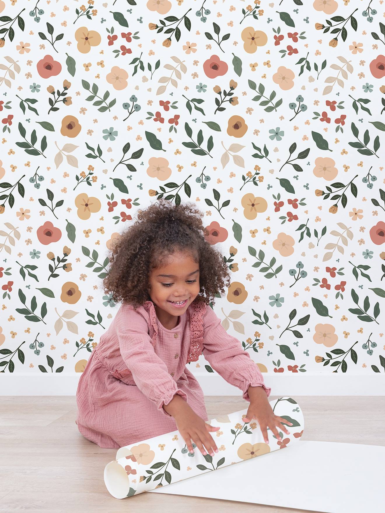 Behang bladeren bloemen bloem LILIPINSO meerkleurig afbeelding