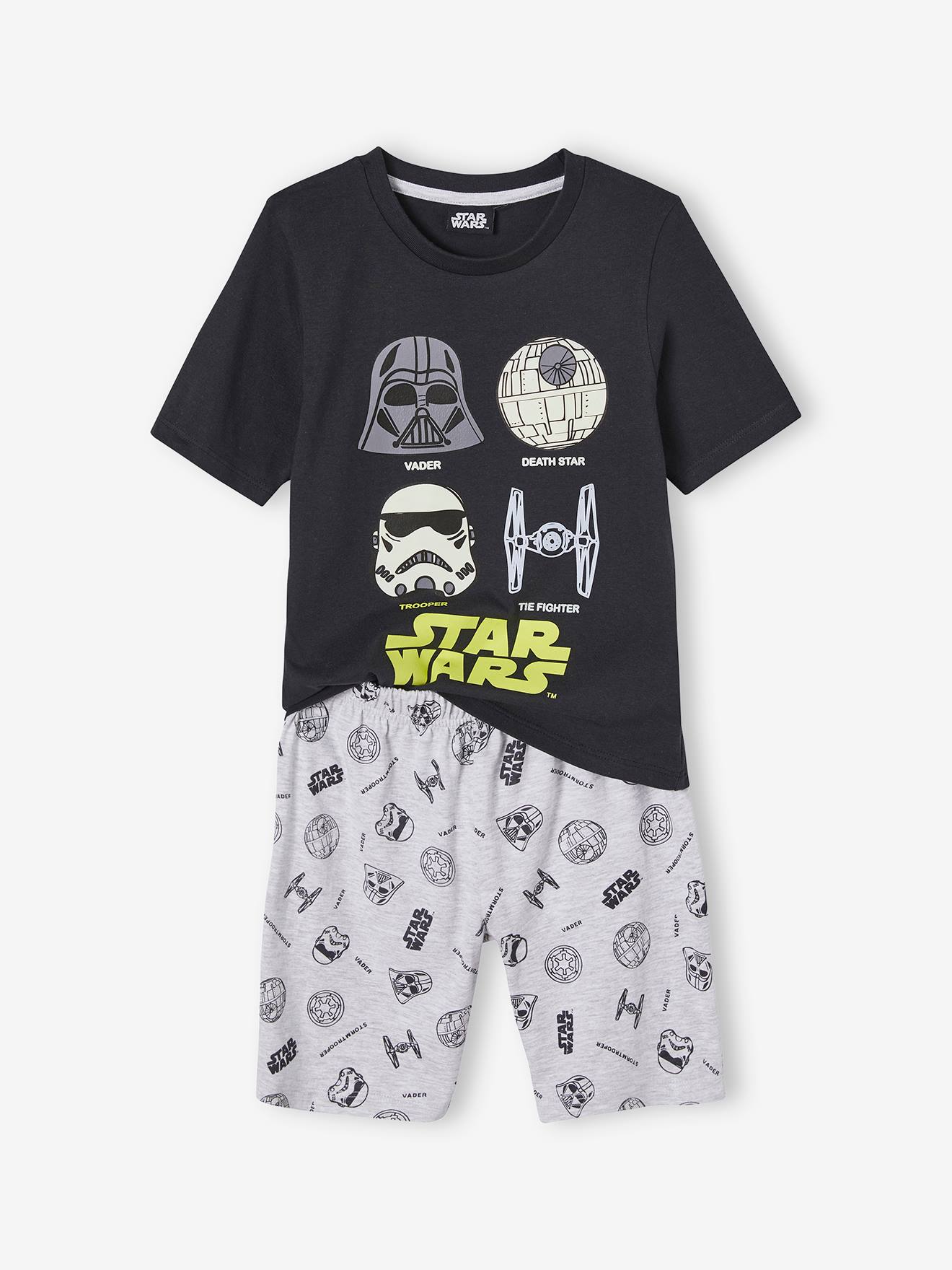 Pyjamashort jongens Star Wars¨ met lichtgevende print zwart, Jongens