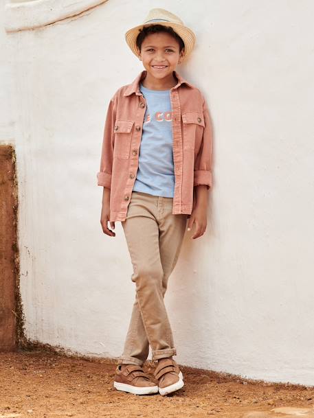 Gekleurde slim MorphologiK FIN jongens beige+grijsblauw+leiblauw+nachtblauw+smaragdgroen+terracottategel - vertbaudet enfant 