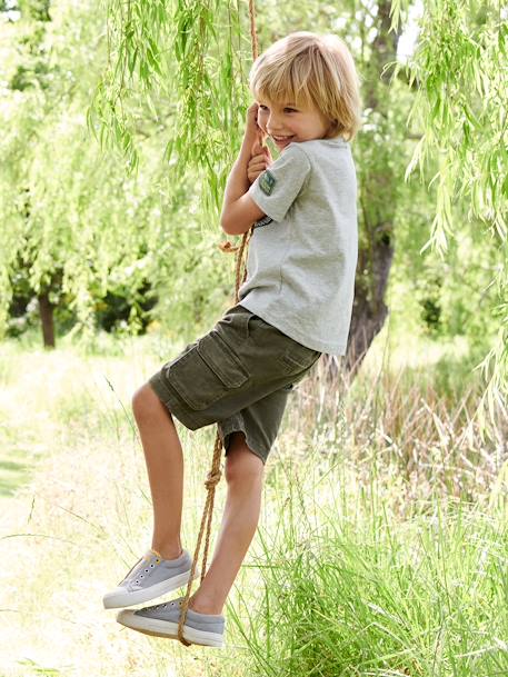 Gemakkelijk aan en uit te trekken battle short voor jongens beige+kaki+marineblauw+mintgroen - vertbaudet enfant 