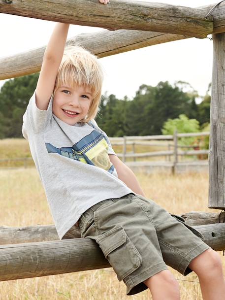 Gemakkelijk aan en uit te trekken battle short voor jongens beige+kaki+marineblauw+mintgroen - vertbaudet enfant 