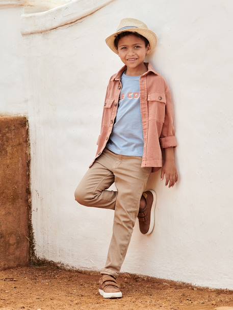 Gekleurde slim MorphologiK FIN jongens beige+grijsblauw+leiblauw+nachtblauw+smaragdgroen+terracottategel - vertbaudet enfant 