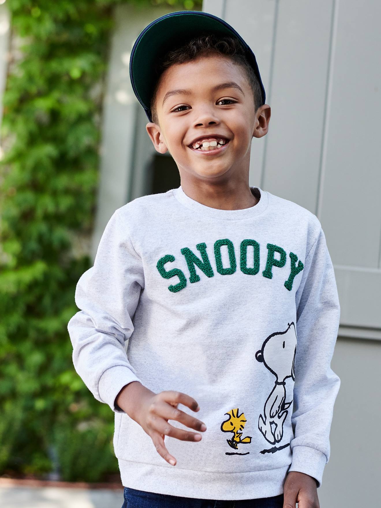 Sweater voor babyjongen Snoopy Peanuts¨ gechineerd lichtgrijs