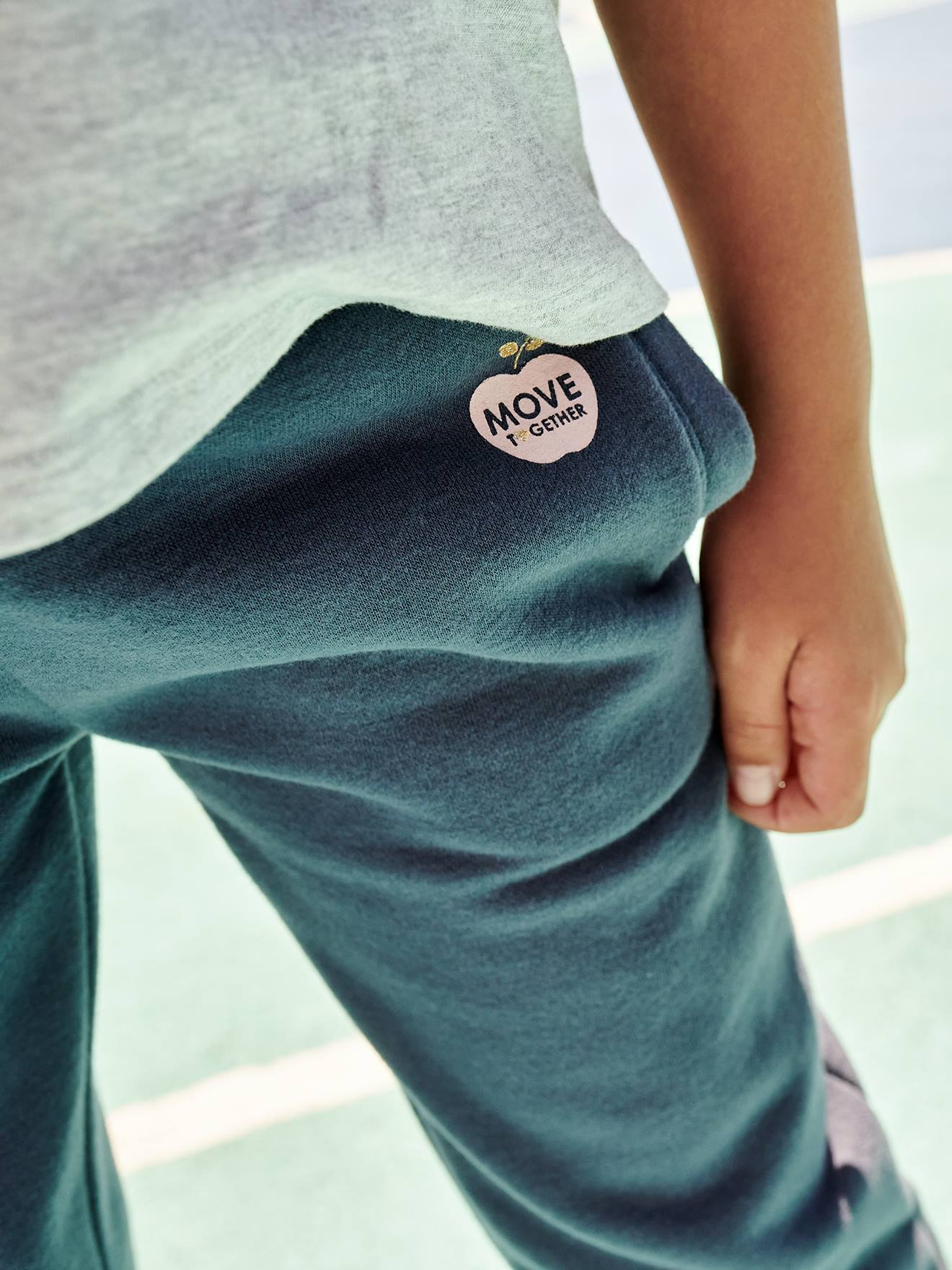 Molton joggingbroek voor meisjes leisteenblauw afbeelding