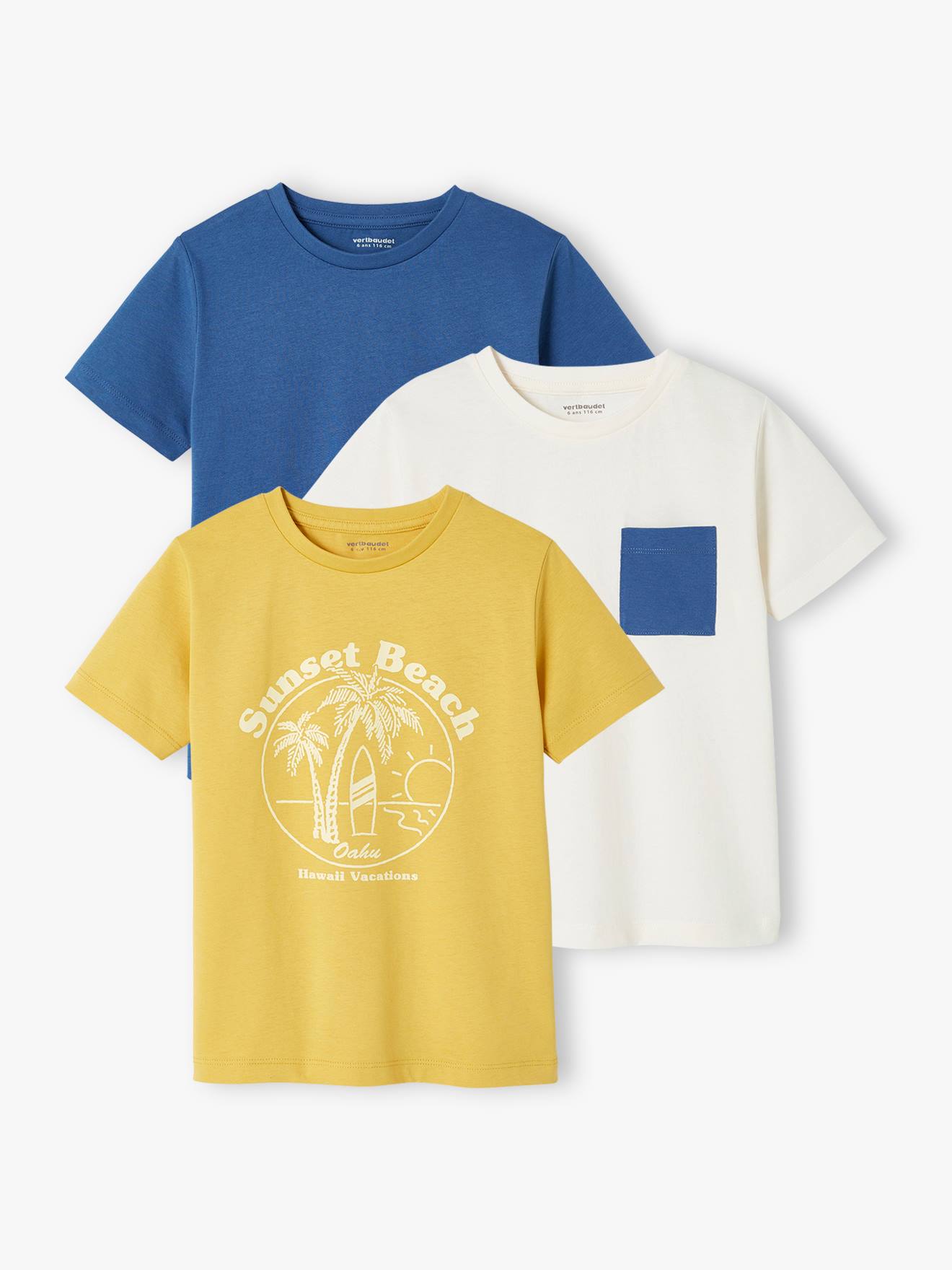 Set van 3 geassorteerde jongens-T-shirts met korte mouwen veel geel