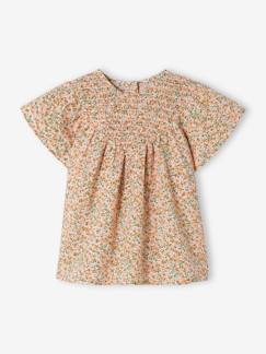 Babyblouse met gesmokte hals, korte mouwen  - vertbaudet enfant