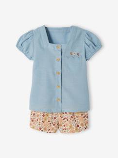 -Set bloemetjesblouse en korte broek baby