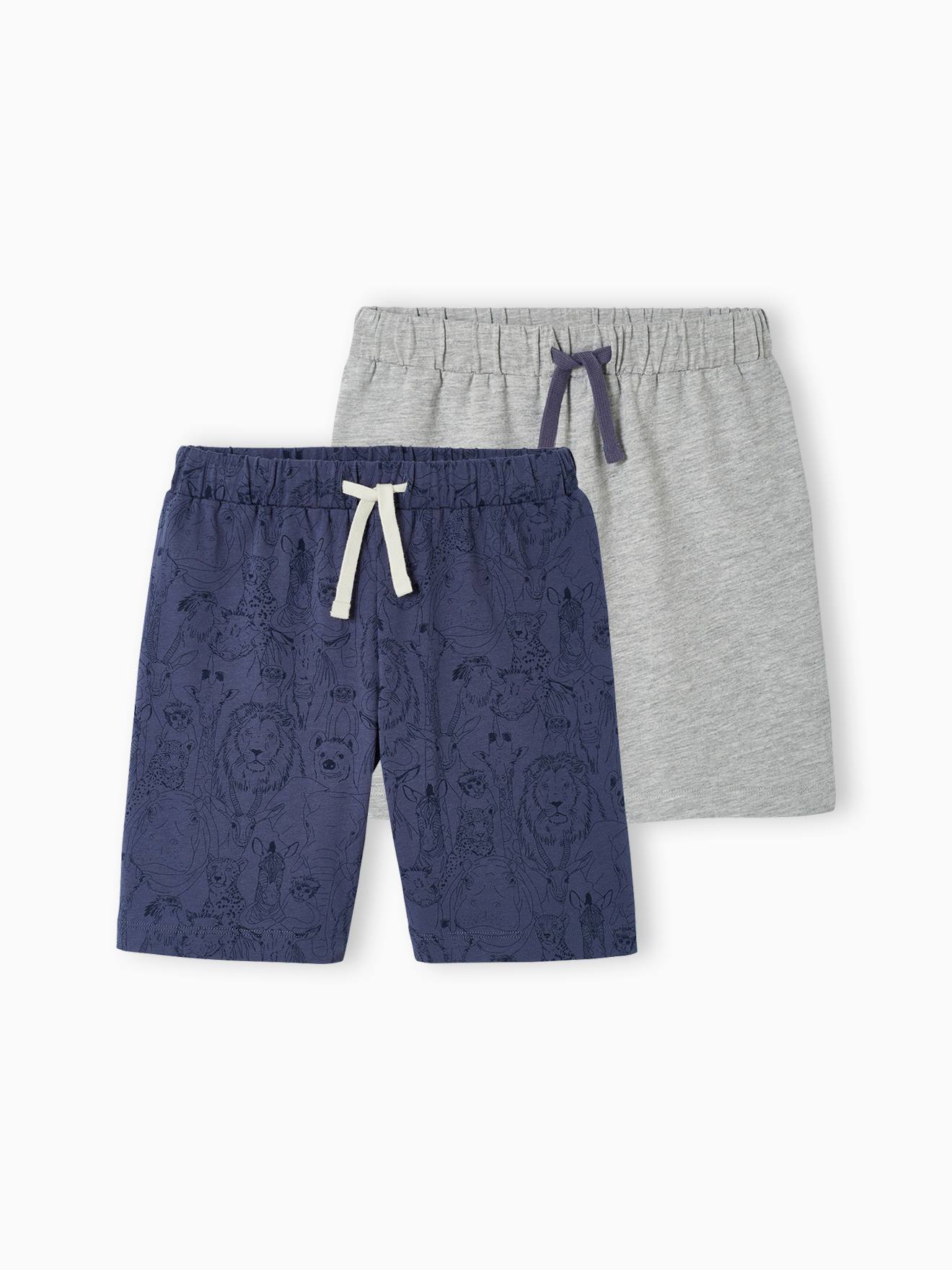Set van 2 pyjamashorts voor jongens marineblauw