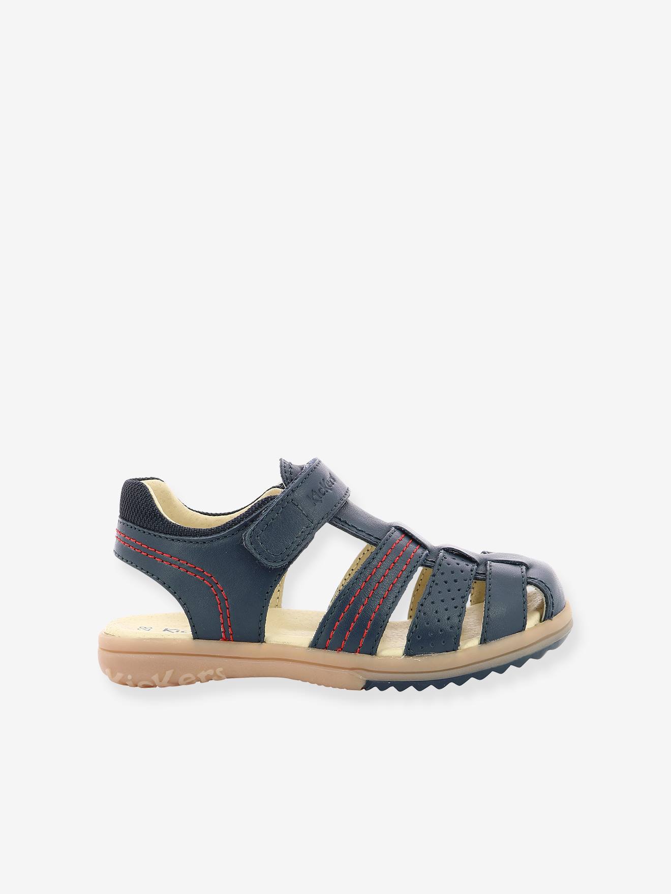 Leren jongenssandalen Platinium KICKERS® marineblauw afbeelding
