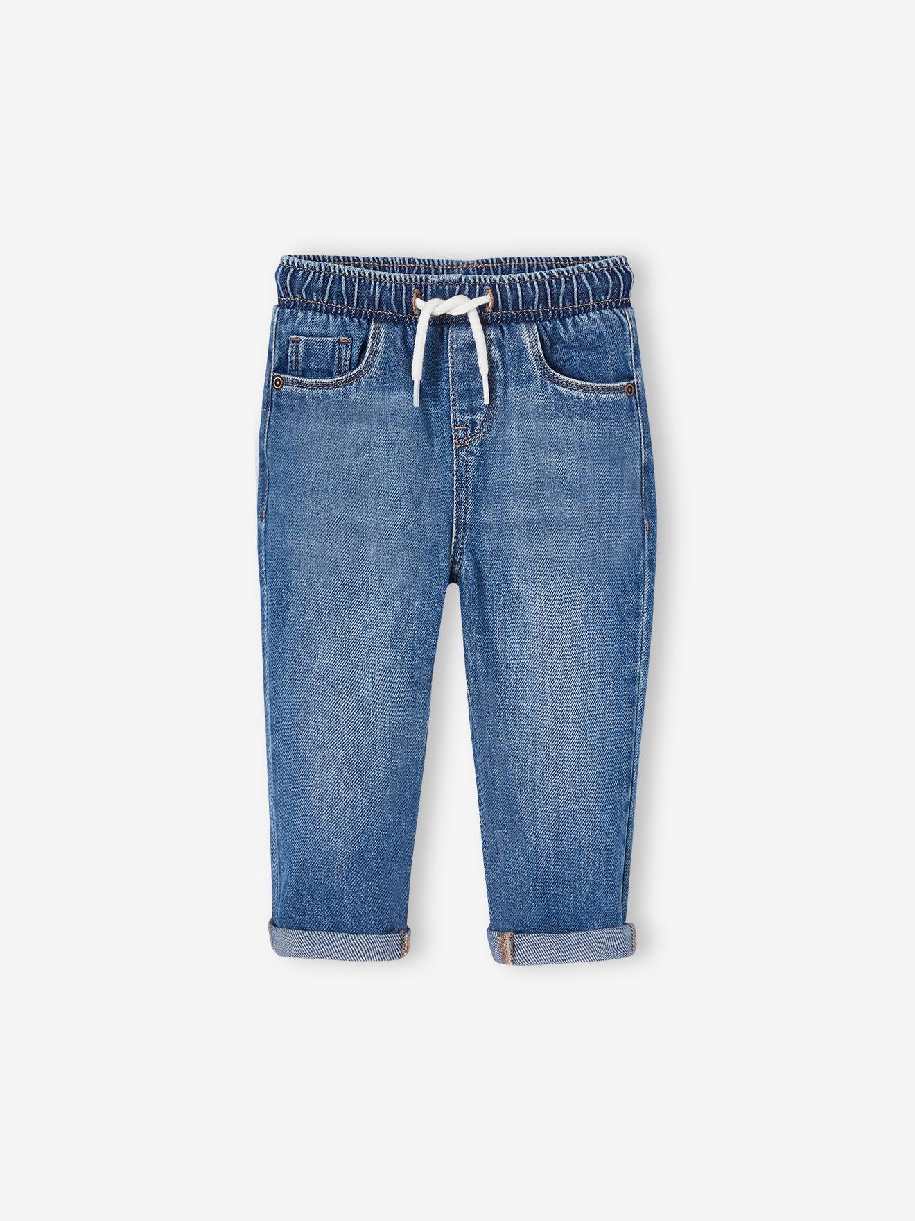 Denim babybroek met elastische tailleband ongewassen denim