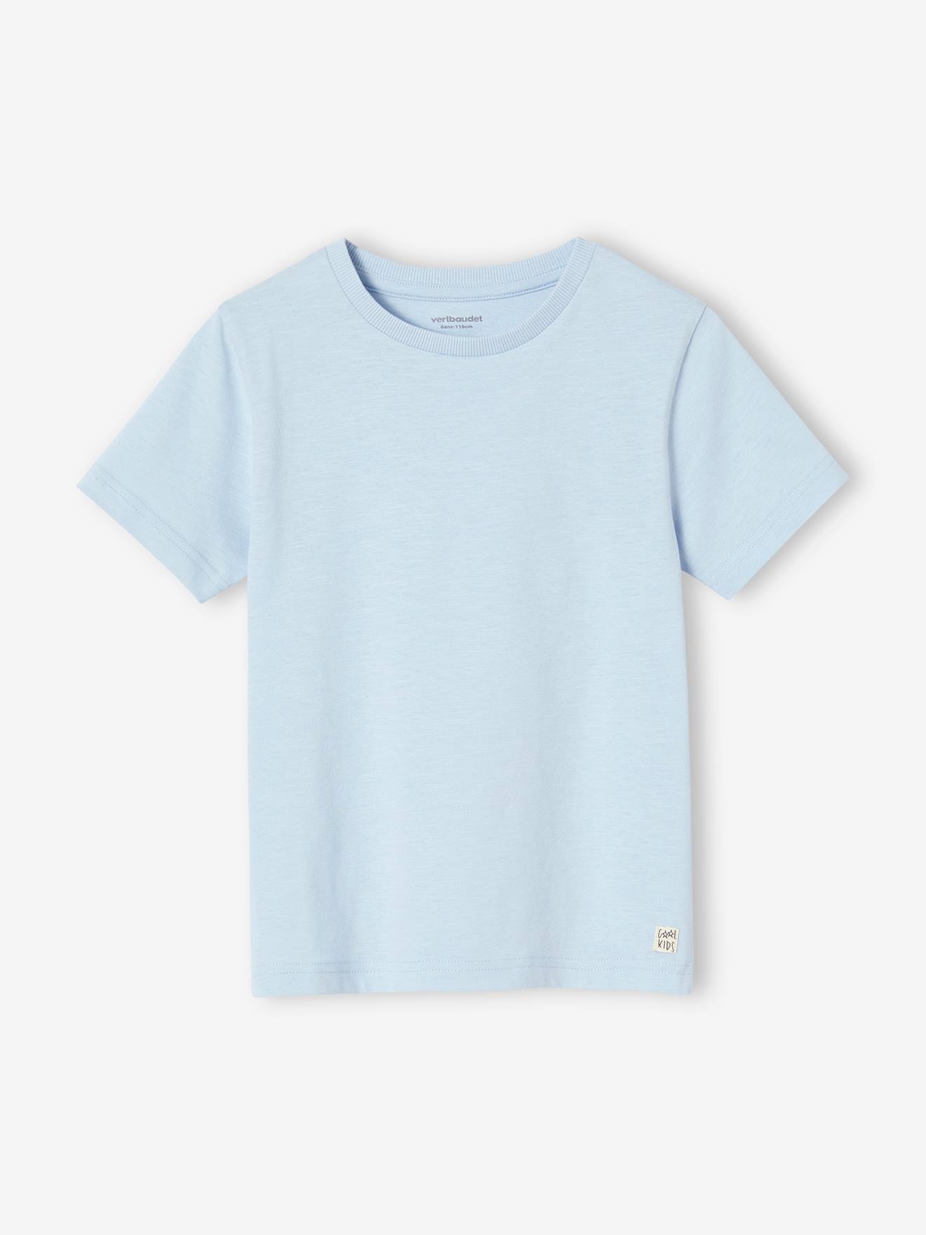 Personaliseerbare gekleurd jongensshirt met korte mouwen hemelsblauw