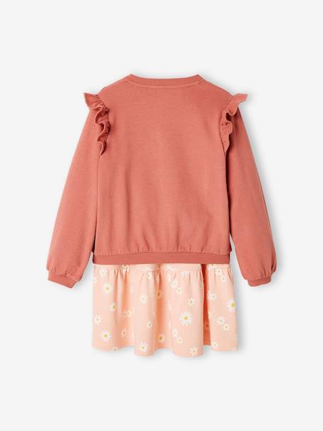 Set jurk en cardigan voor meisje jeansblauw+perzik - vertbaudet enfant 