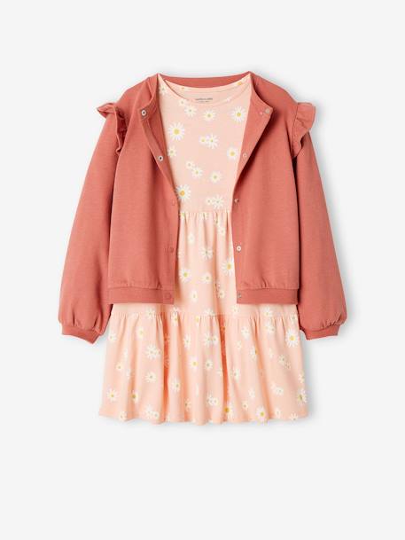 Set jurk en cardigan voor meisje jeansblauw+perzik - vertbaudet enfant 