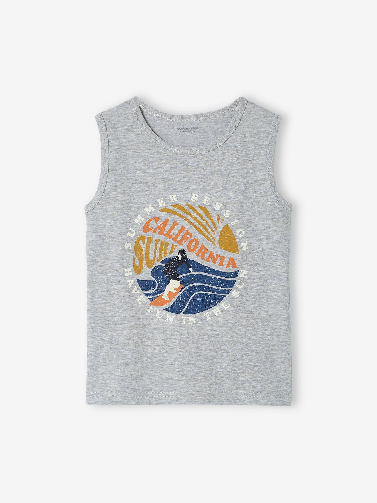 Tanktop jongens gemêleerd grijs