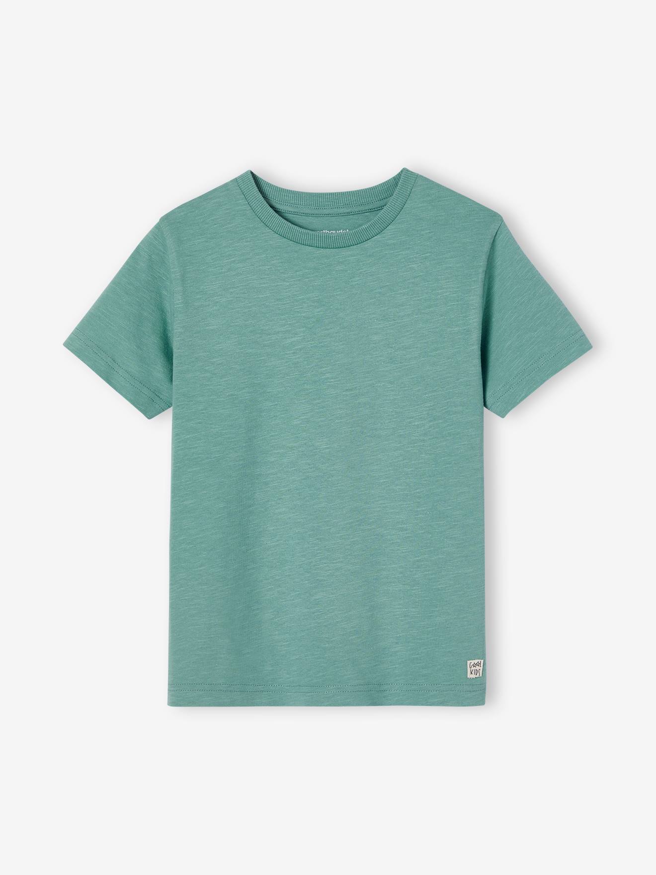 Personaliseerbare gekleurd jongensshirt met korte mouwen salie