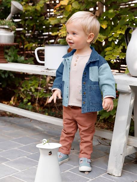 Contrasterend denim babyjasje stone - vertbaudet enfant 